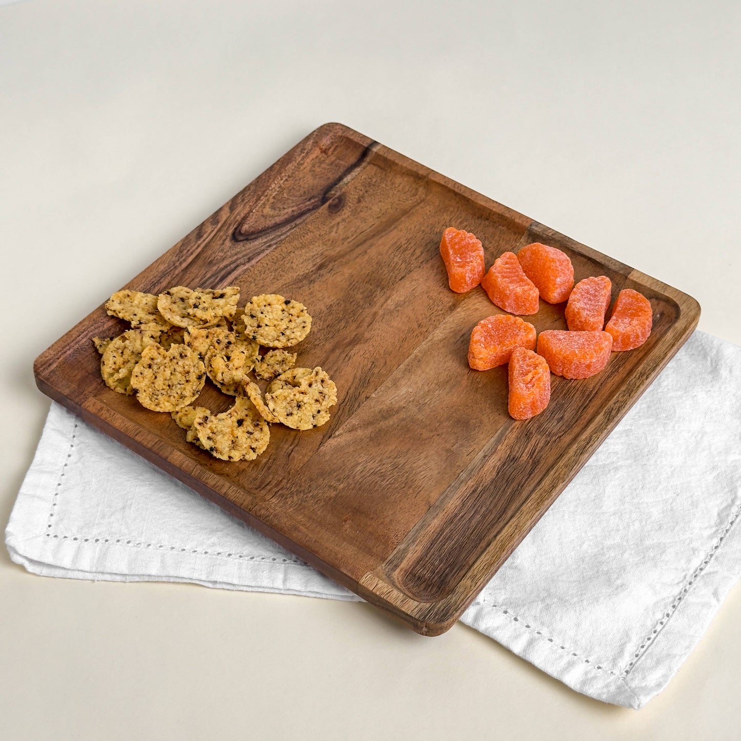 Large Natural Wood Square Tray