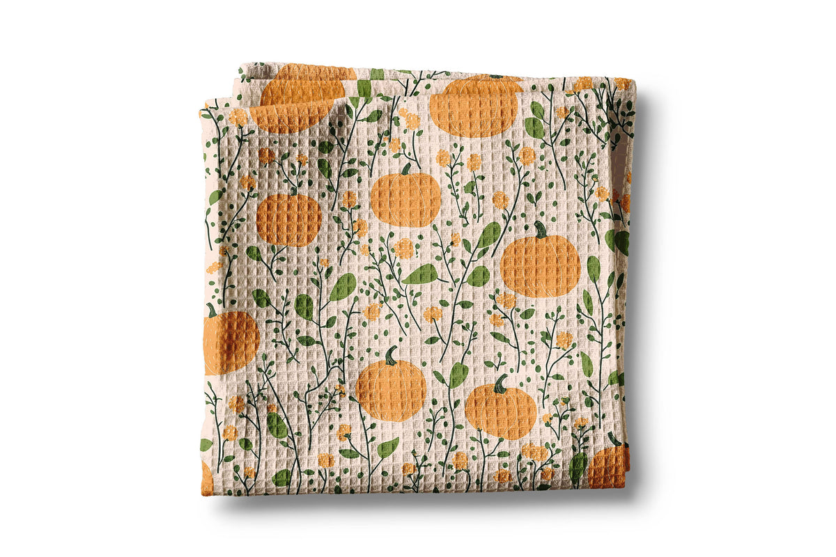 Pumpkin Fall Botanical Floral Autumn Towel