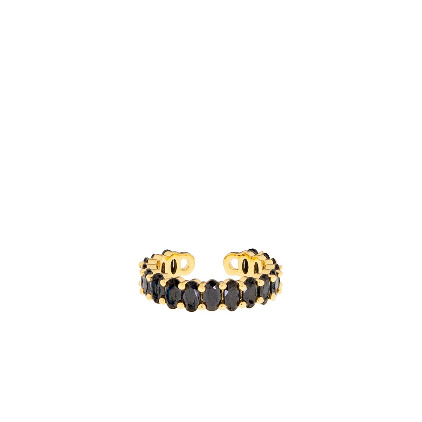 Adjustable Pave Ring: Gold Plated-Clear