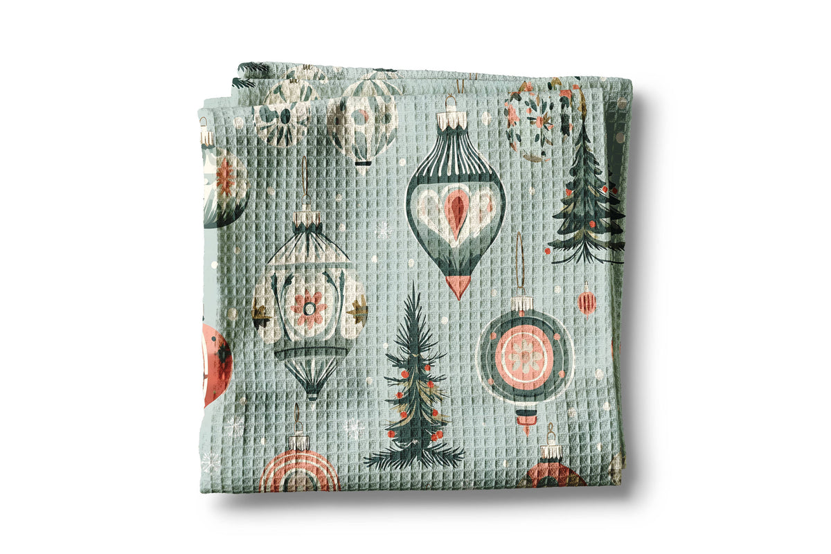Christmas Ornament Floral Kitchen Tea Towel