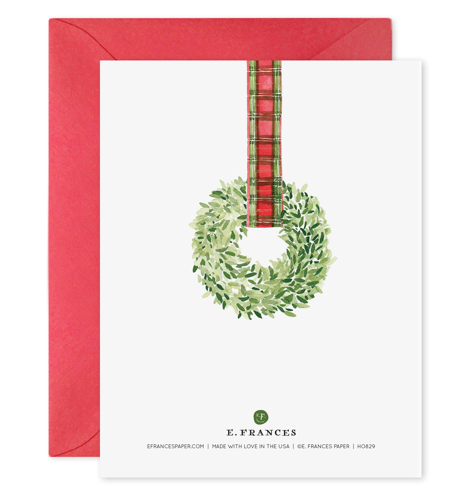 Plaid Ribbon Wreath Card Boxed Set