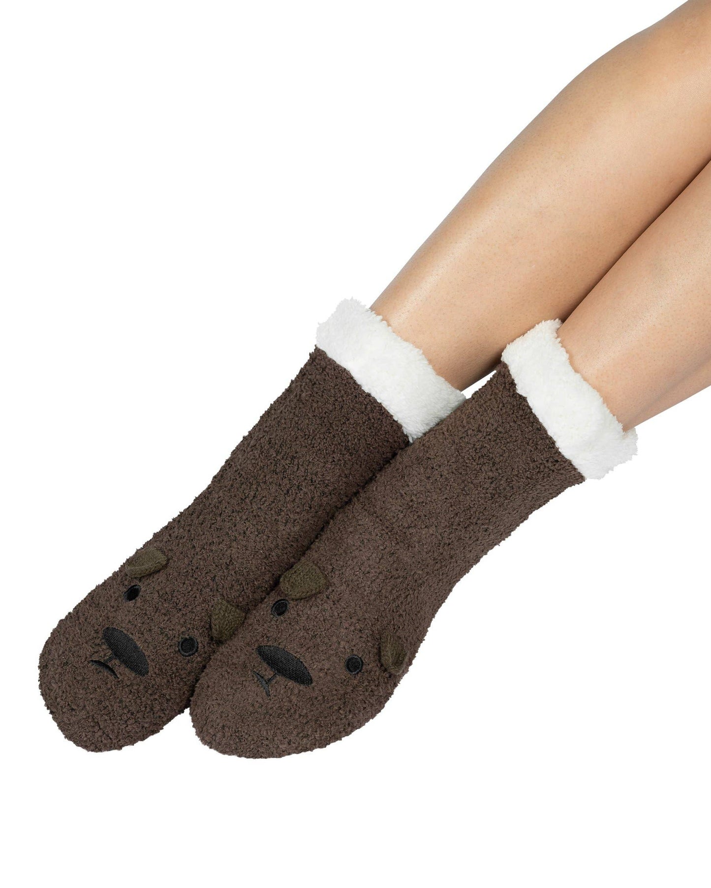 Marshmallow Critter Sock: Bear (Chestnut) / One Size