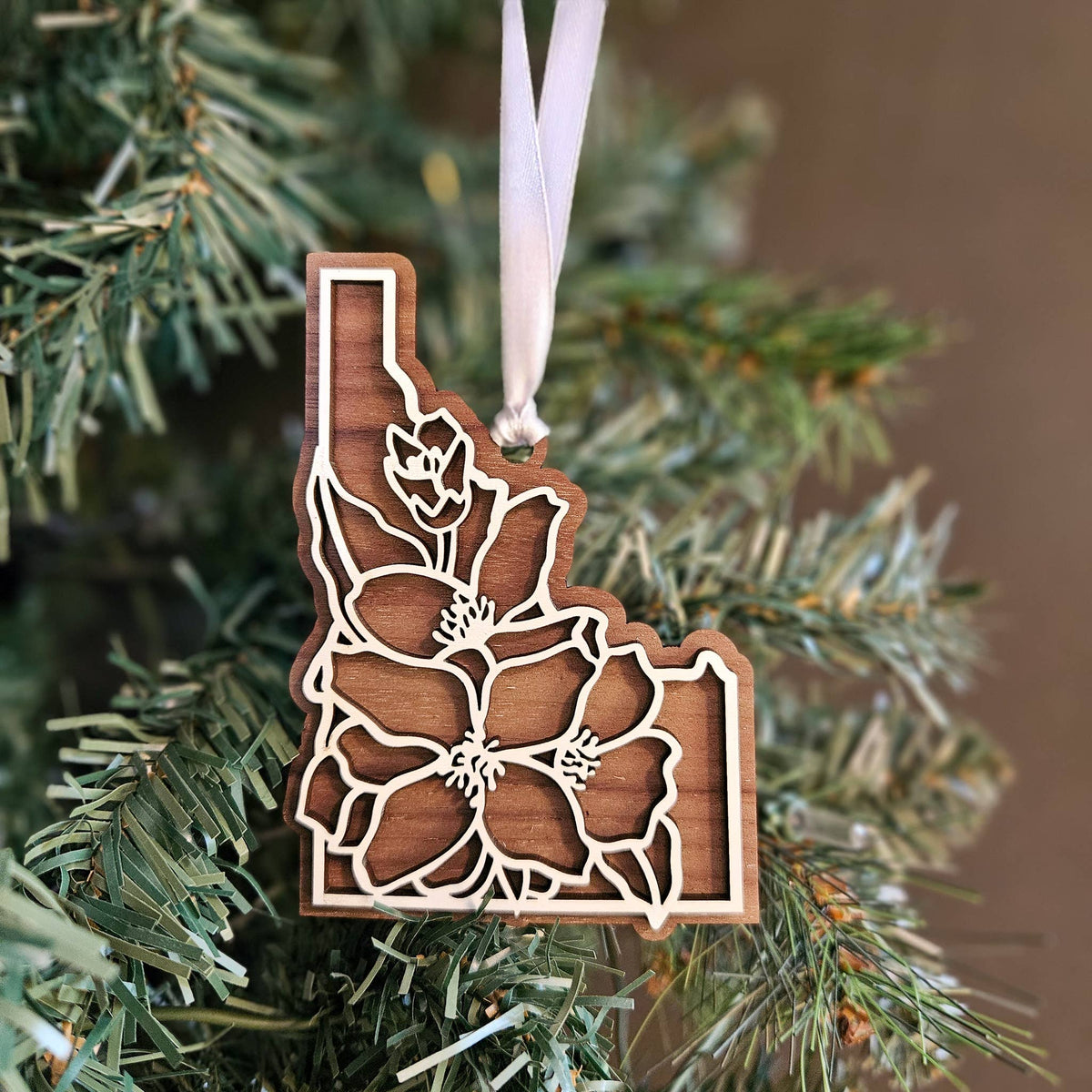 Idaho State Flower Syringa Wood Ornament