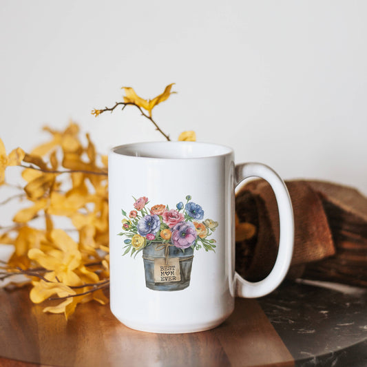 Best Mom Ever Flower Mug, Floral Coffee Cup