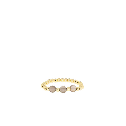Glass Beaded Stretch Ring: Gold Bead