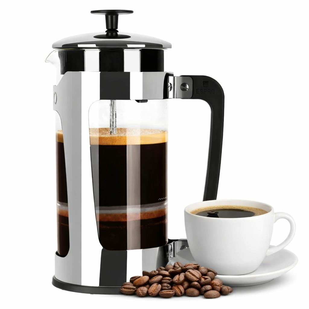 French Press P5 -Glass & Stainless-Steel Cage