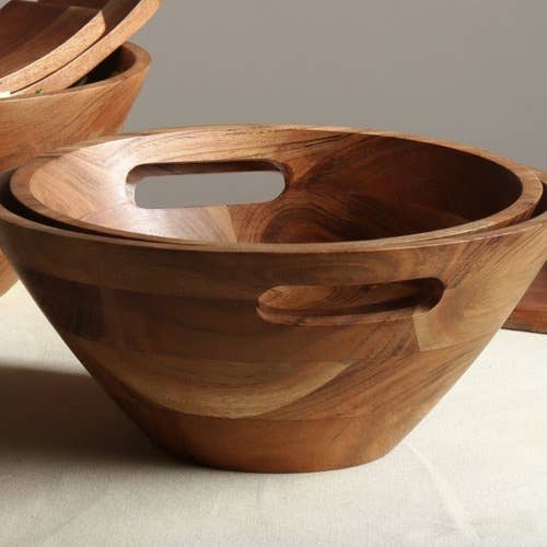 Wood Bowl w/ Handles, SM, 3