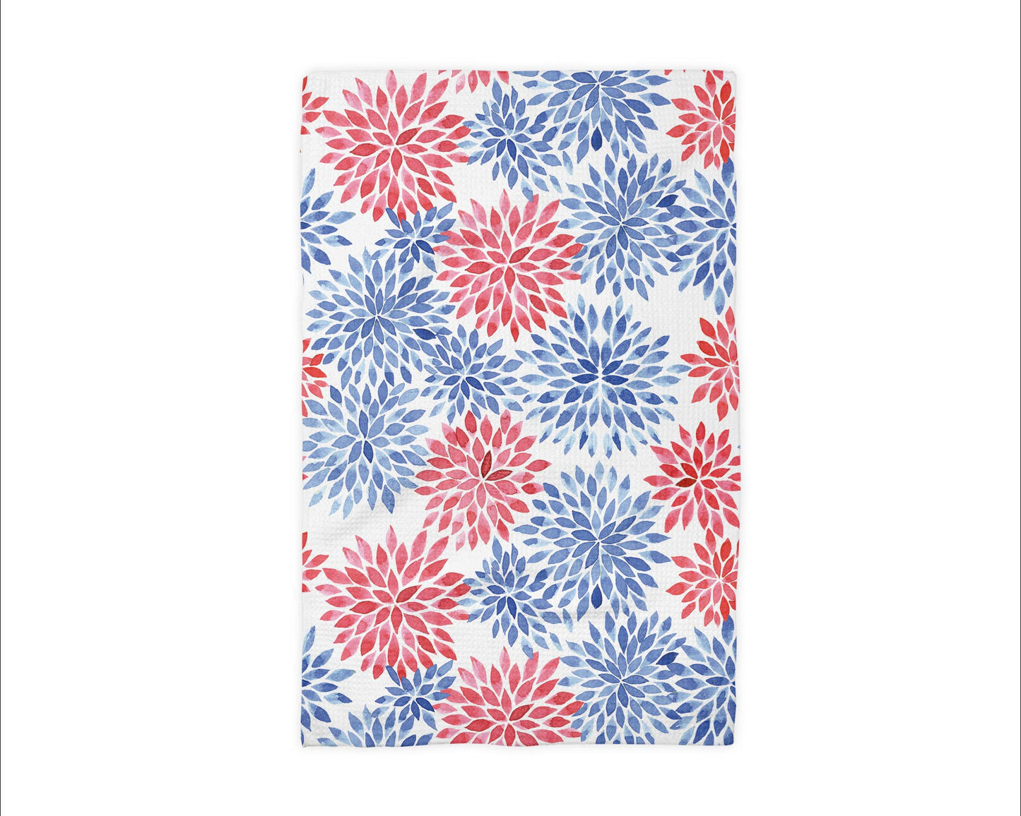4th July Patriotic Red Blue Flowerburst Flag Towel