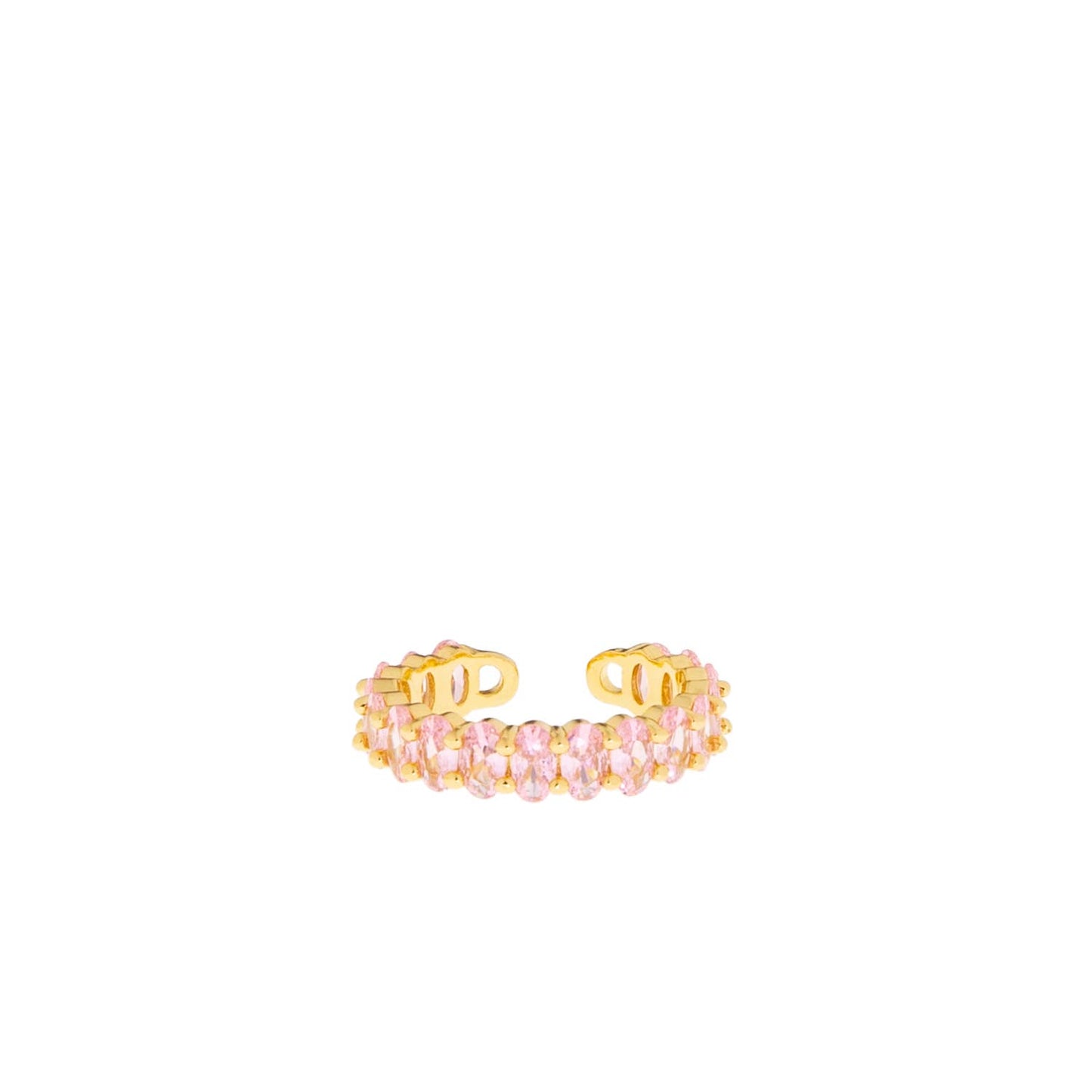 Adjustable Pave Ring: Gold Plated-Clear