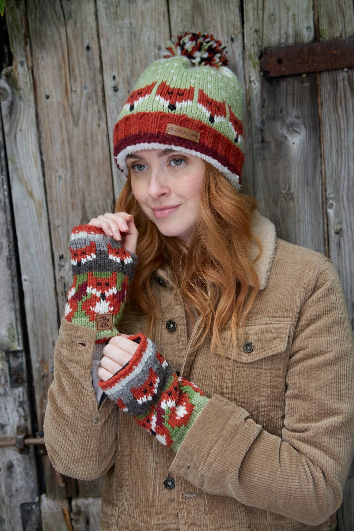 Skulk of Foxes Fingerless Gloves Red