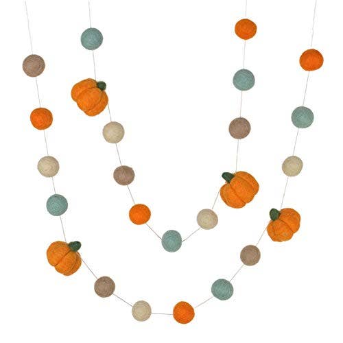 Felt Pumpkin Garland- Orange Teal Tan