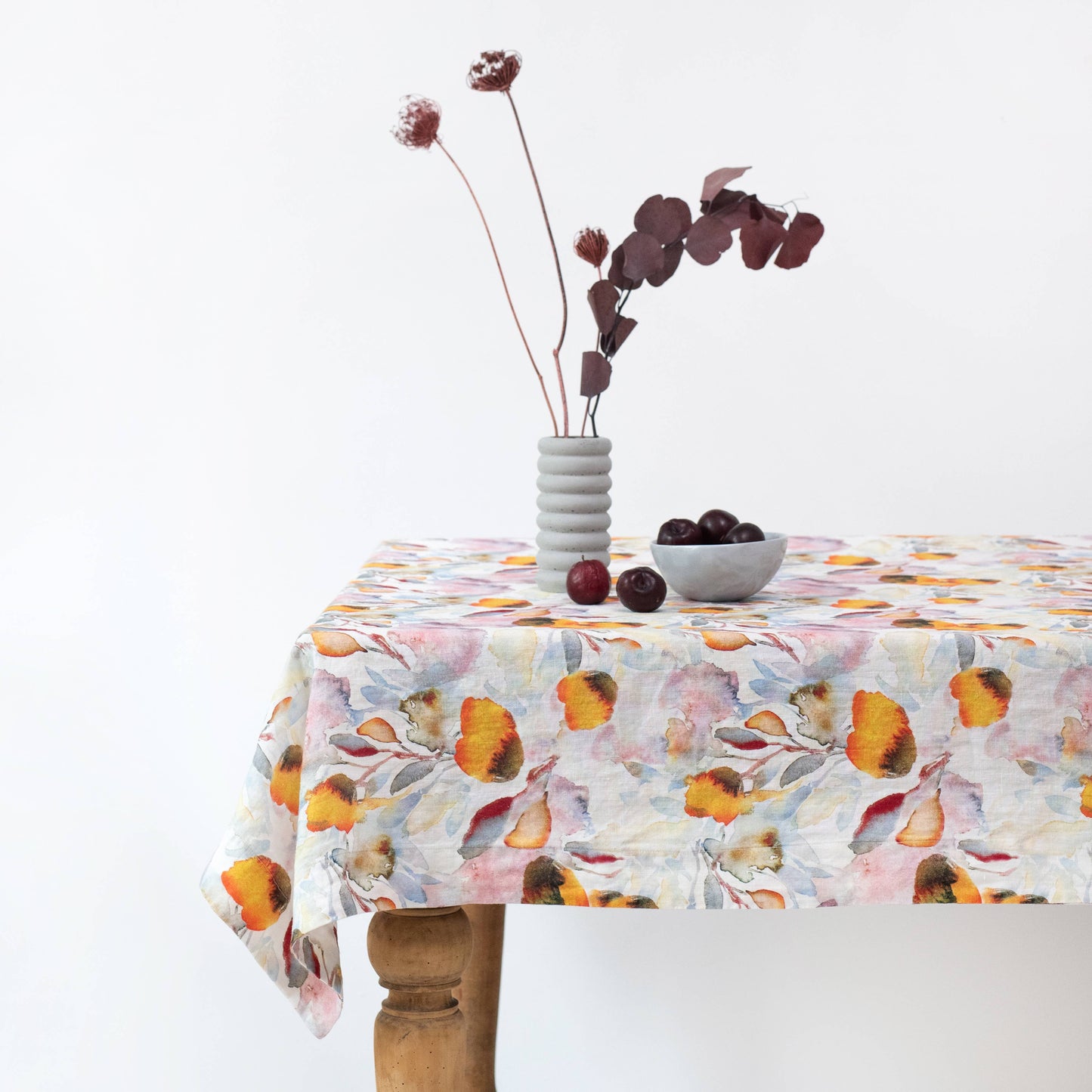 Orange Flow Linen Tablecloth: 55"x55"