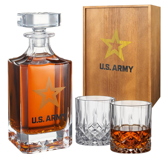 Army Whiskey Decanter Gift Set/2 Glasses