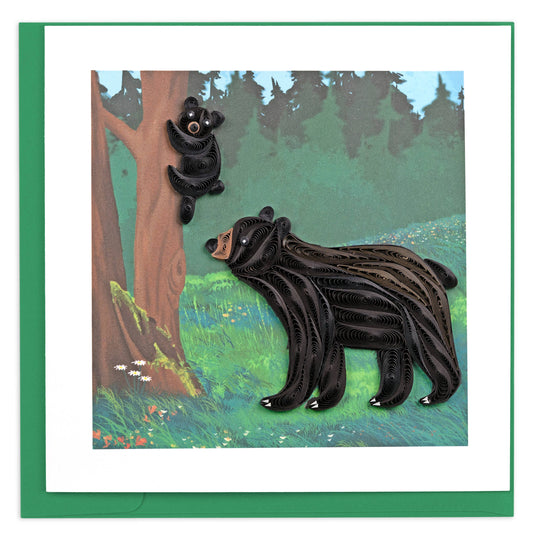 Quilled Black Bear and Cub  Greeting Card