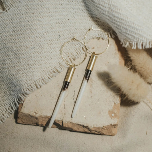 The Original Beth Dutton Quill Hoops Earrings - Predominantly White