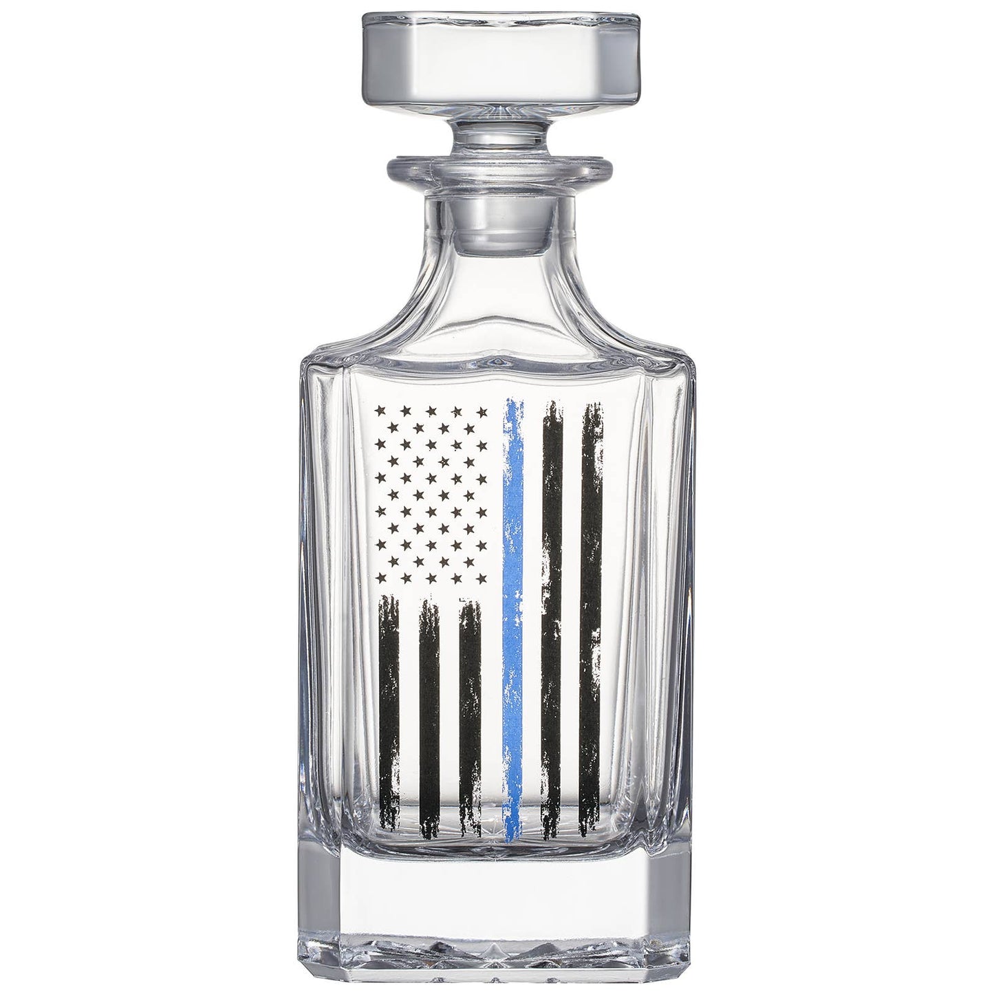 Police Tactical Blue Tattered American Flag Whiskey Gift Set