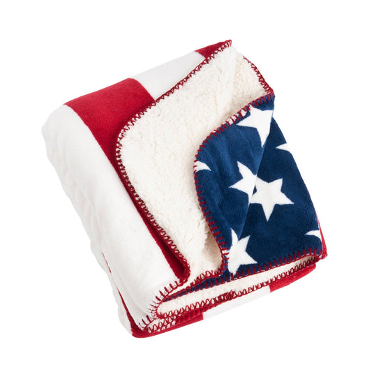 US Flag Design Sherpa Throw: Red / 50"x60"