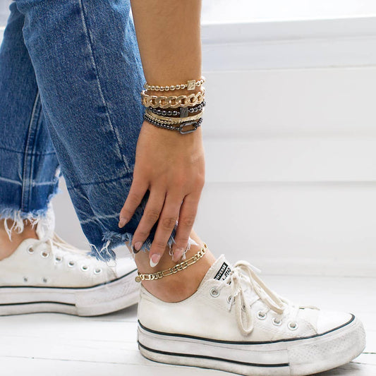 thin cz star stone metal bangle: Gold