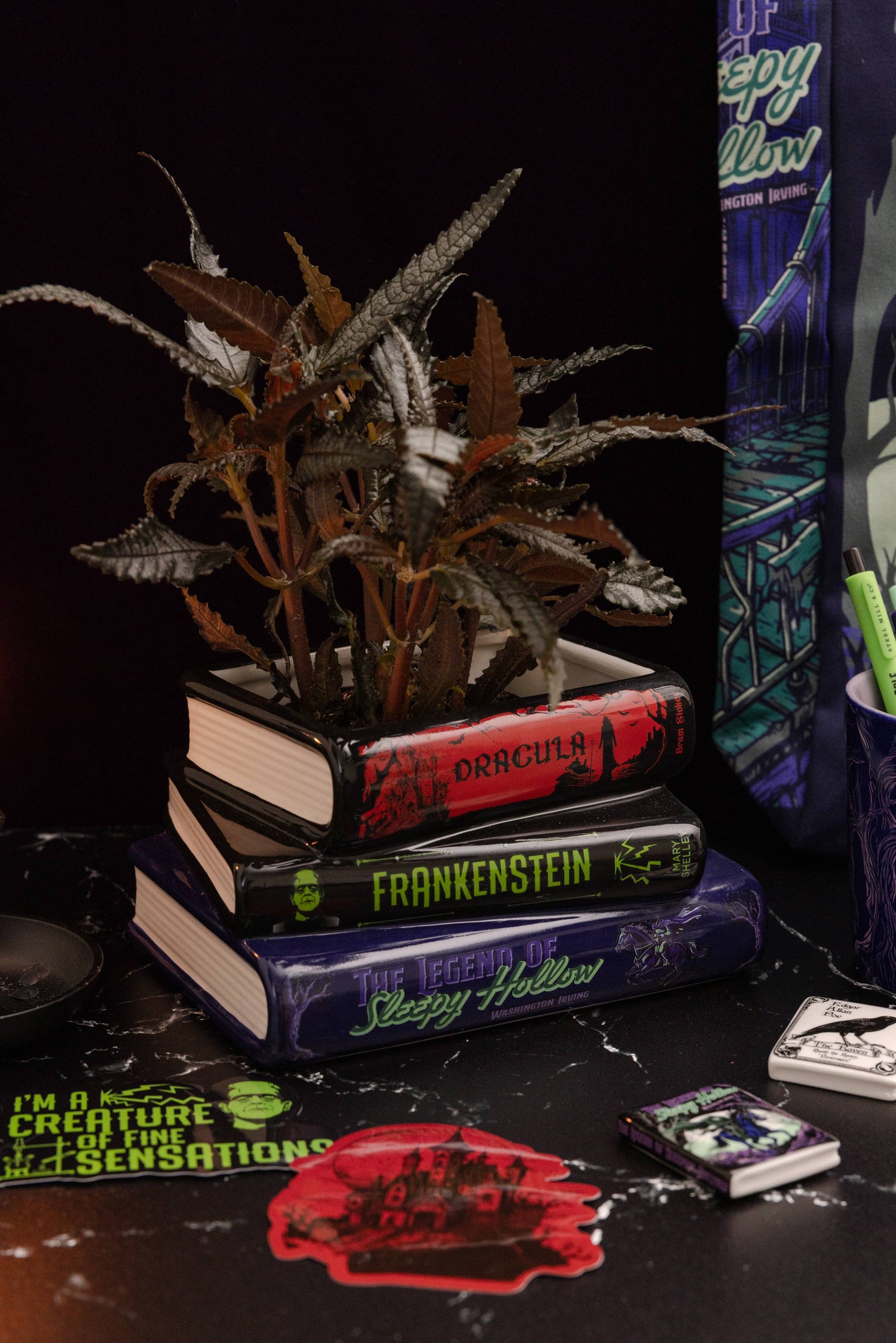 Stacked Book Planter - Sleepy Hollow