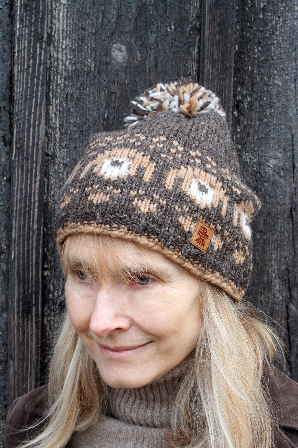 Pooch Dog Bobble Beanie Bark Brown