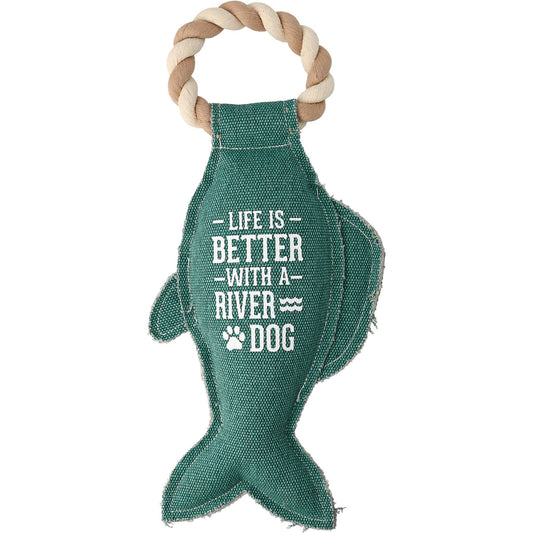 River Dog - 12" Canvas Dog Toy on Rope