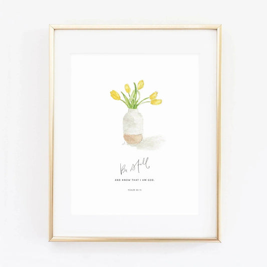 Psalm 46:10 Tulips Scripture Print