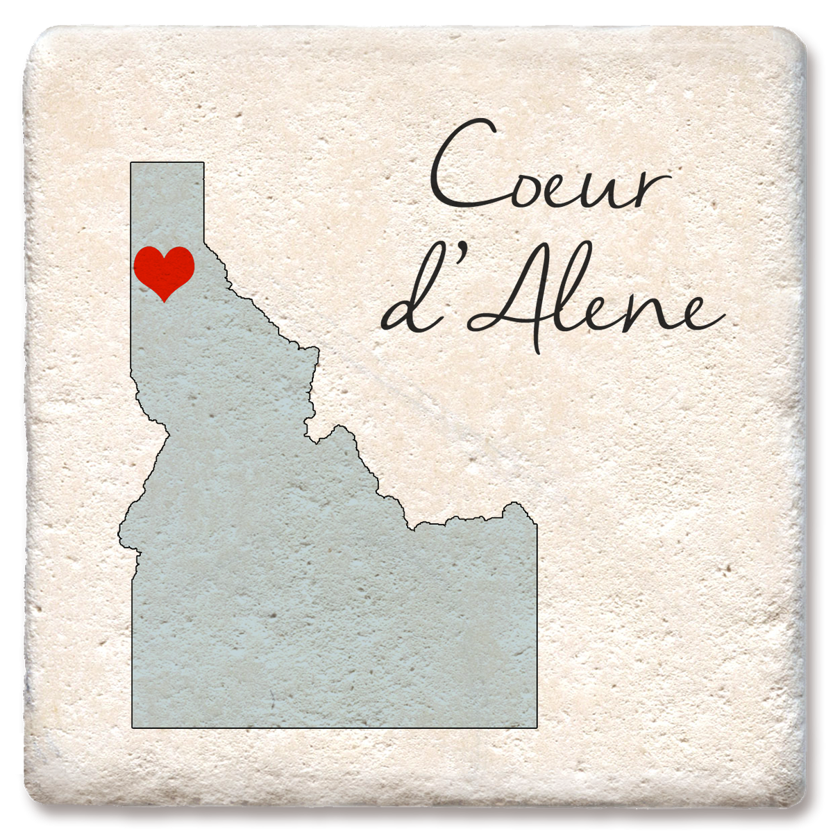 CDA Idaho Silhouette Heart Coaster