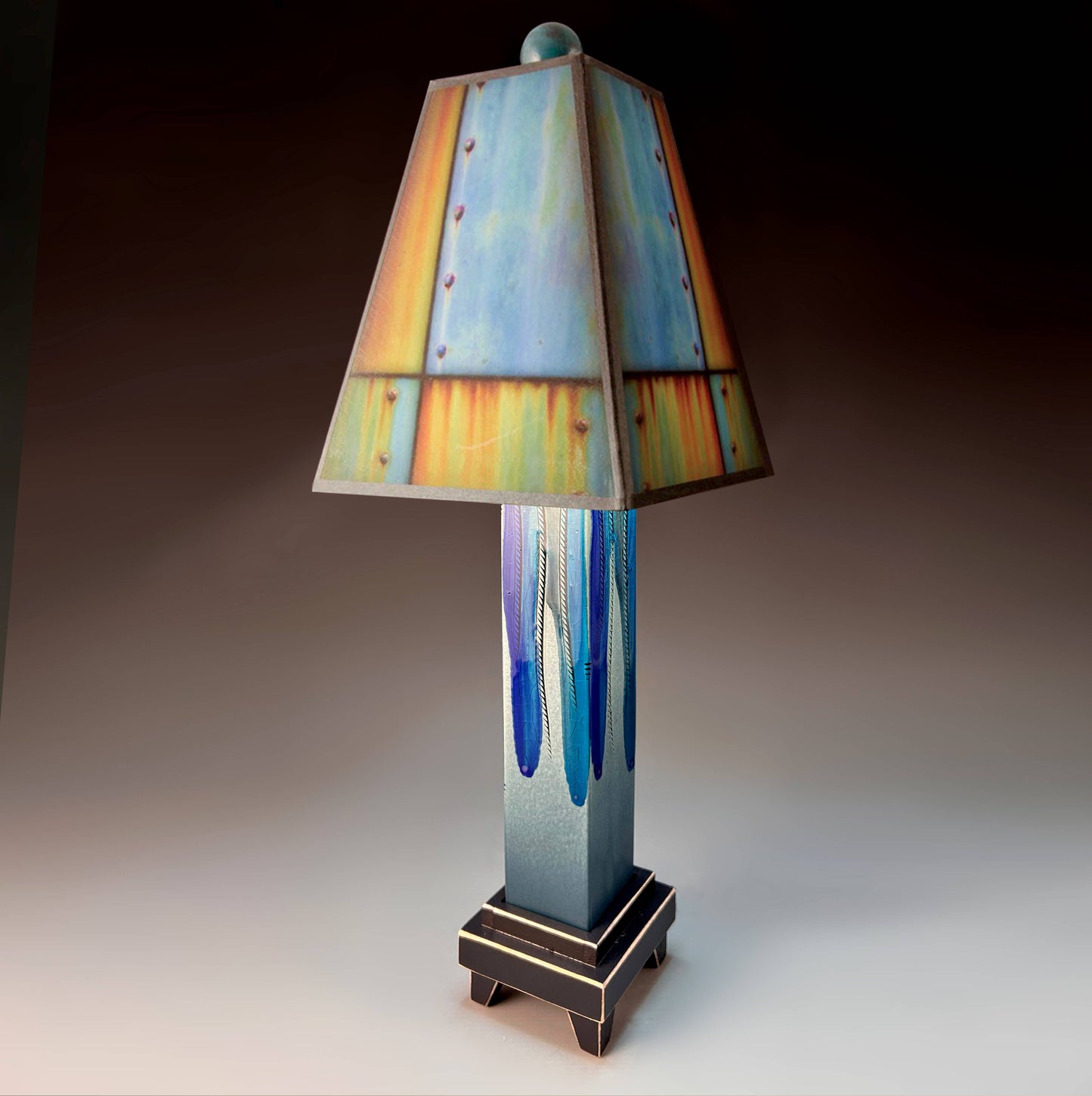 F - Ross Collage Lamp: Brown Stoneware