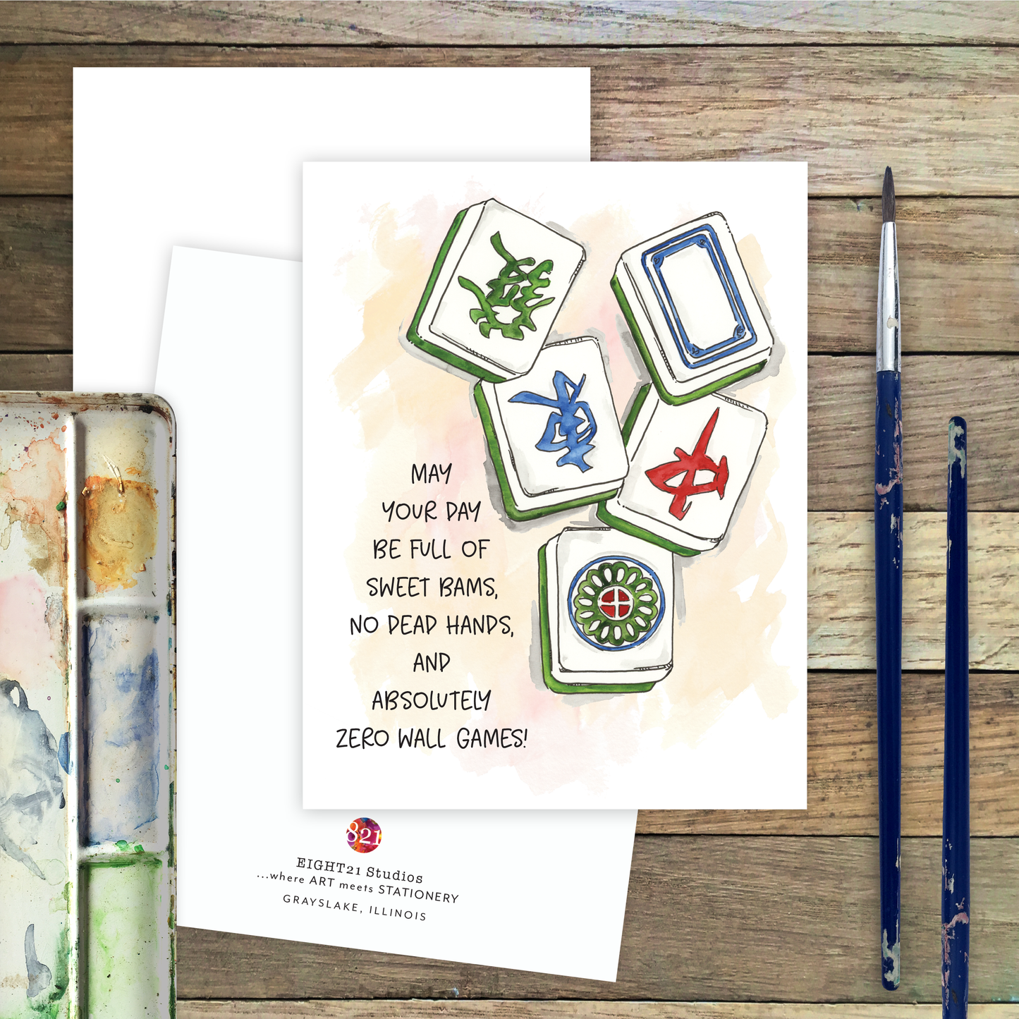 Mahjong Tile Game Mahjong Greeting Card