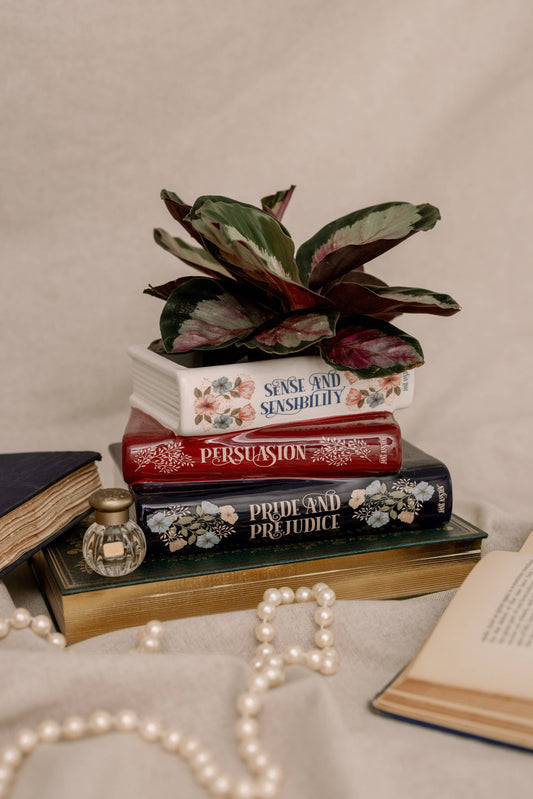 Stacked Books Planter Jane Austen