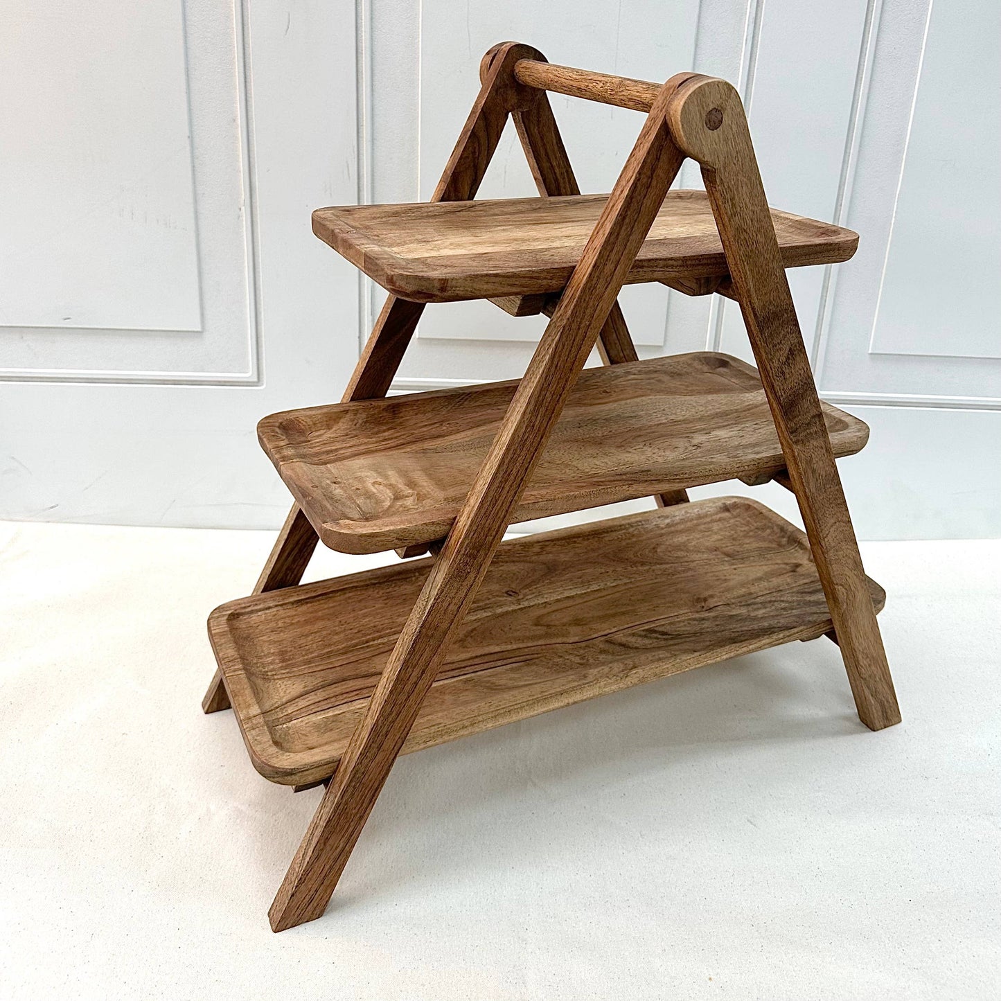 Rustic Collapsible 3-Tiered Server Stand