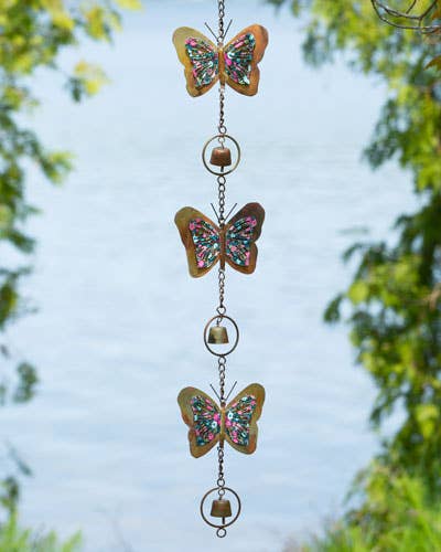 Multicolor Triple Floral Butterfly Ornament