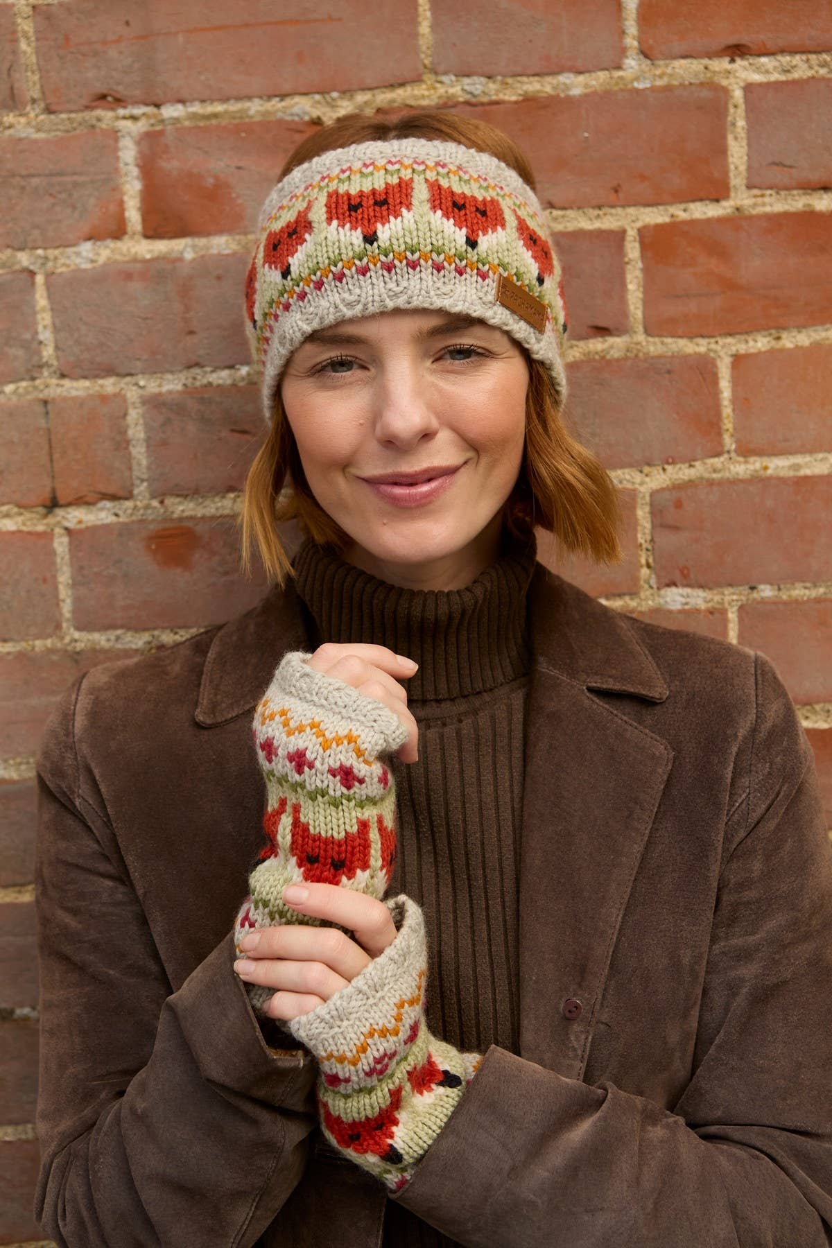 Soft Merino Fair Isle Fox Headband One Colour