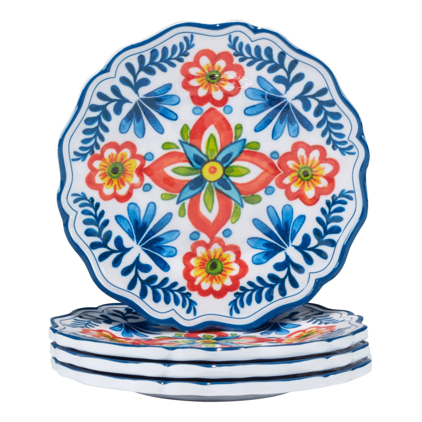 Flores Melamine Set of 4 6in Canape Plates