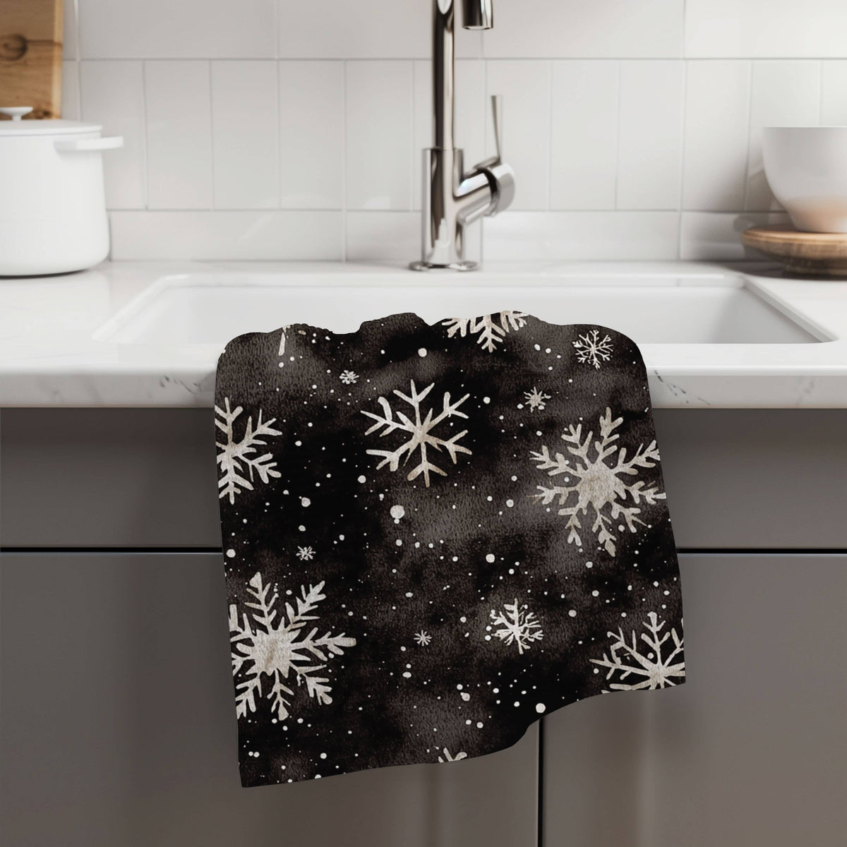 Christmas Snow Snowflake Kitchen Towel