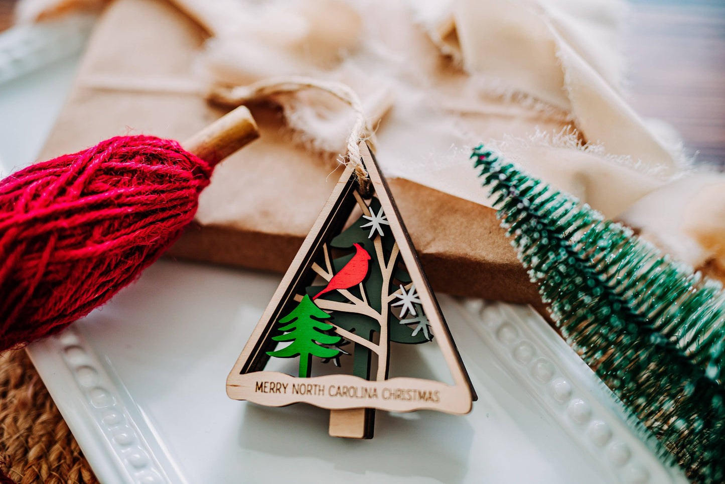 Wood Layered Cardinal Ornament - Dalton Elementary