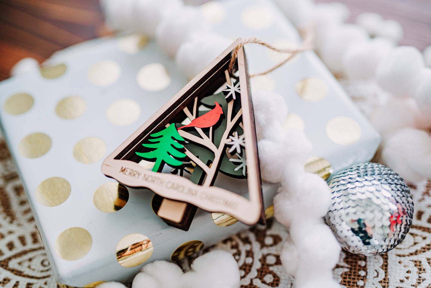 Wood Layered Cardinal Ornament - Dalton Elementary