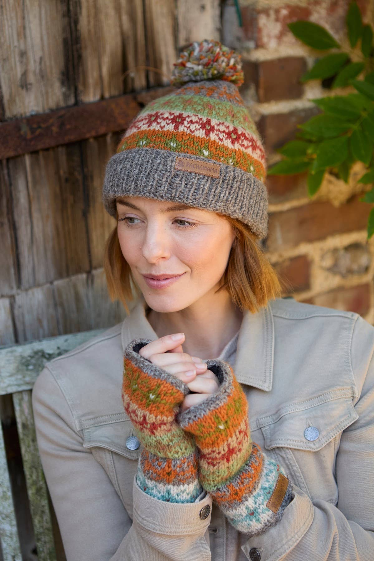 Oban Soft Autumnal Fair Isle Roll Back Bobble Beanie One Colour