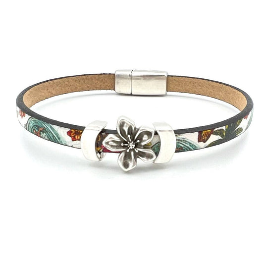 Floral Jasmine Leather Bracelet: Surfs Up Print / Medium