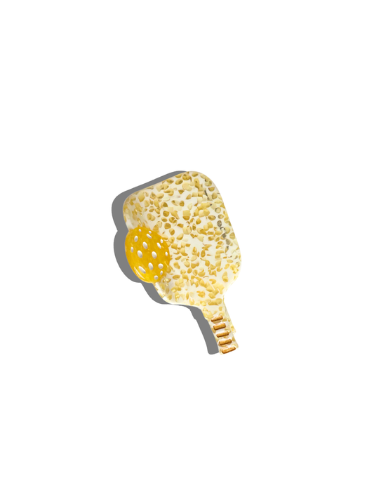 Pickleball Paddle Claw Hair Clip: Yellow Flowers