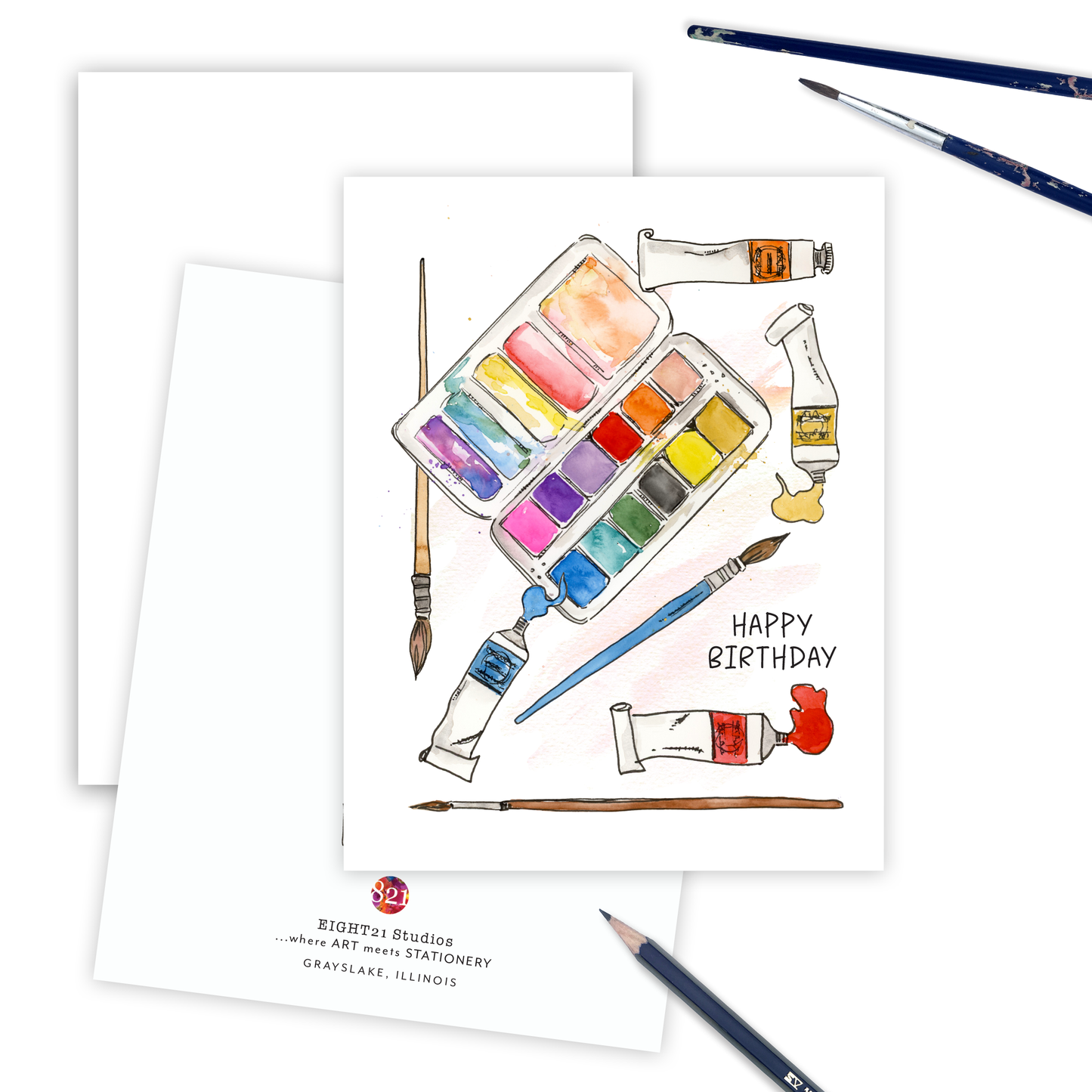 Watercolor Artist and Designer Happy Birthday Card