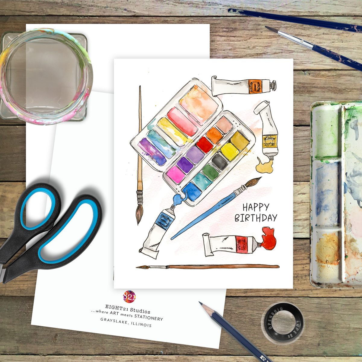 Watercolor Artist and Designer Happy Birthday Card