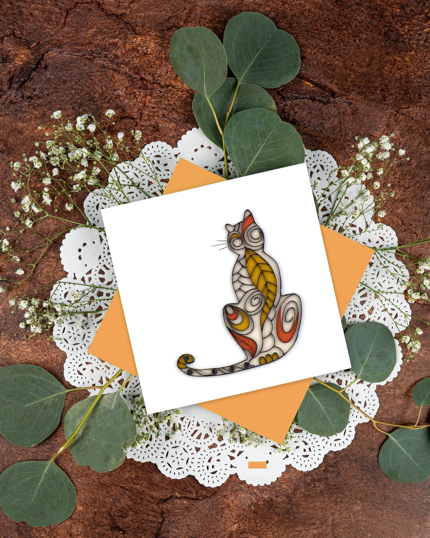 Quilled Cat Silhouette Greeting Card