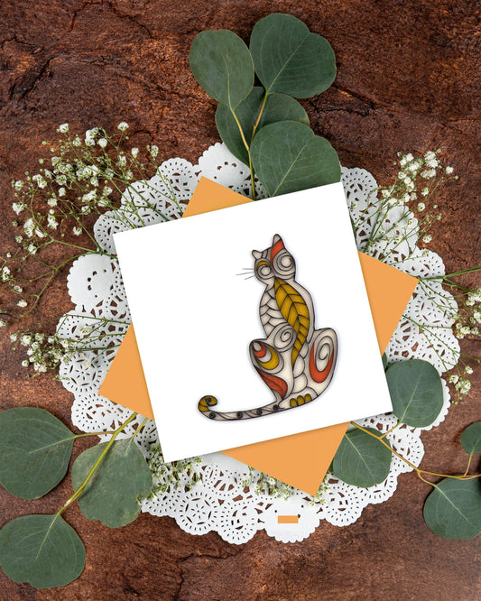 Quilled Cat Silhouette Greeting Card