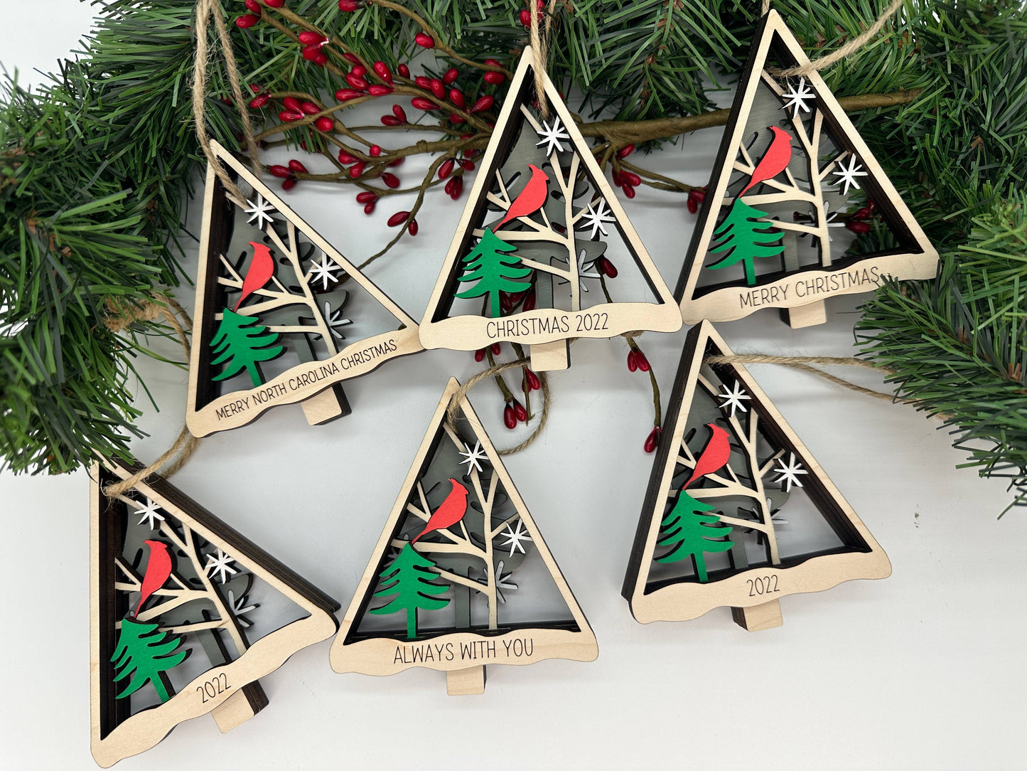 Wood Layered Cardinal Ornament - Dalton Elementary