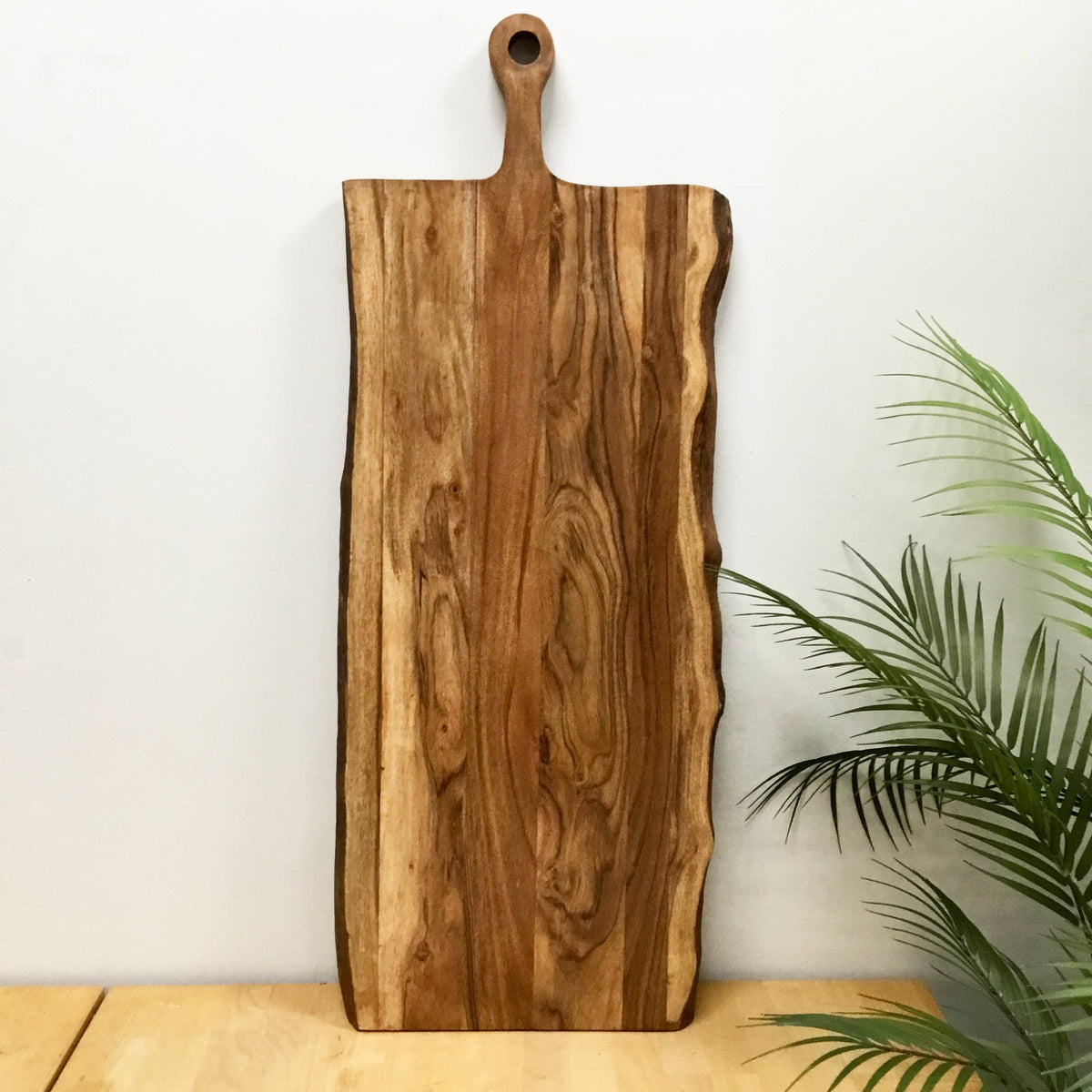 Large Slim Rectangle Acacia Wood Cutting Board w/ Handle