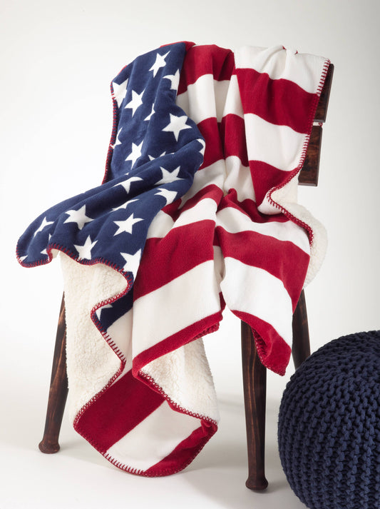US Flag Design Sherpa Throw: Red / 50"x60"