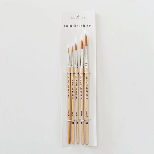Watercolor Paintbrush Set/5 Wood Brushes