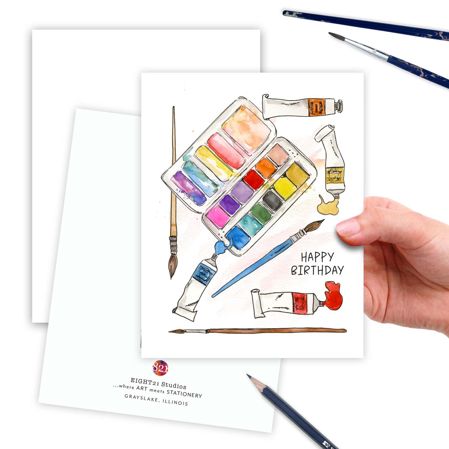 Watercolor Artist and Designer Happy Birthday Card