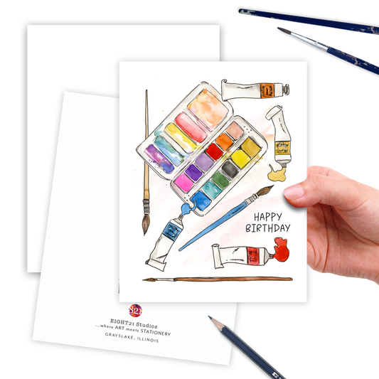 Watercolor Artist and Designer Happy Birthday Card